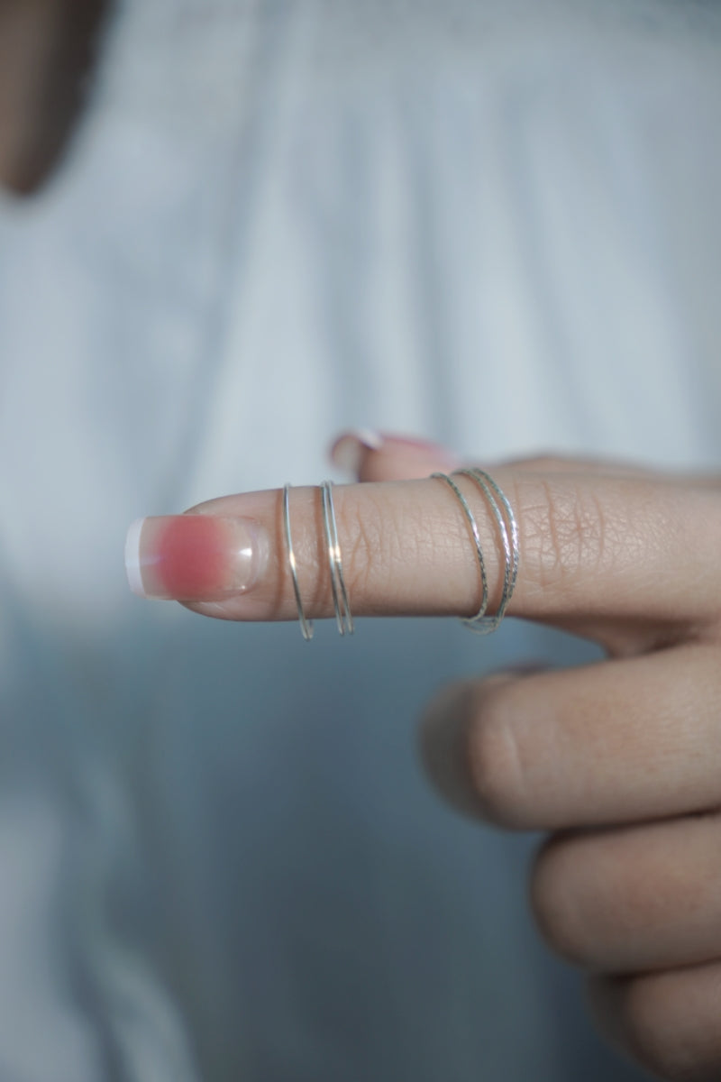 0.6mm 極細戒-3入組 US#7