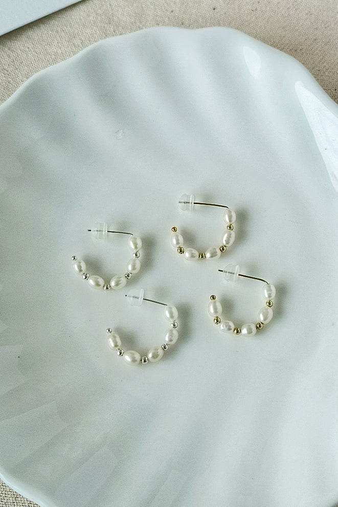 ARAE 小珍珠間隔開口耳圈