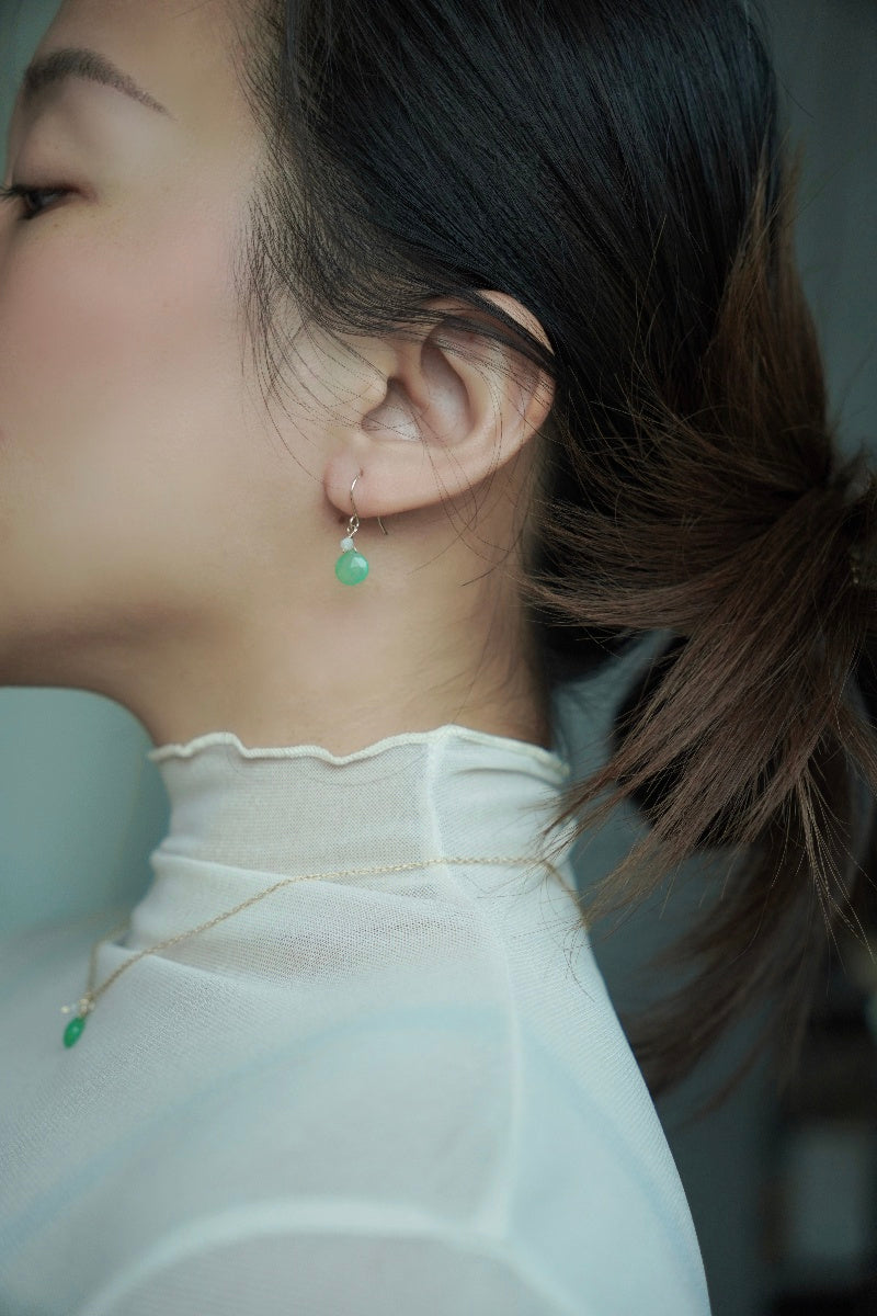 綠玉髓&月光石耳環