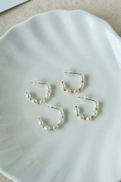 ARAE 小珍珠間隔開口耳圈