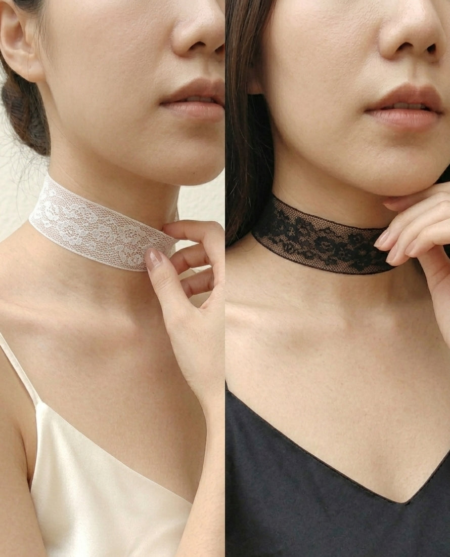 荊棘玫瑰簍空蕾絲CHOKER-黑/白