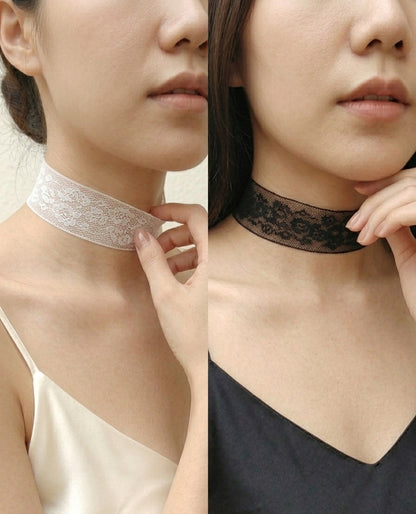 荊棘玫瑰簍空蕾絲CHOKER-黑/白