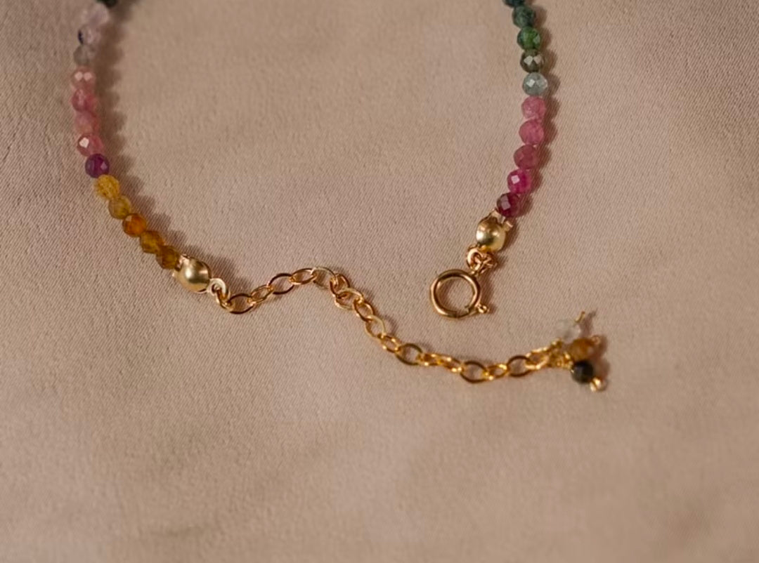 漸層四季手鍊/腳鍊 - 秋(彩虹碧璽)