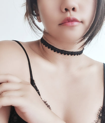 愛心布CHOKER-黑/白