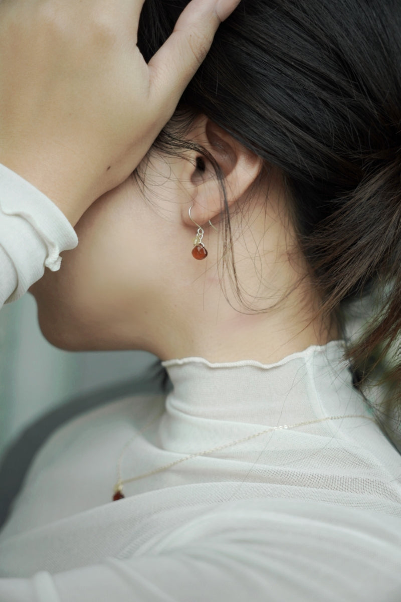 石榴石&黃水晶耳環