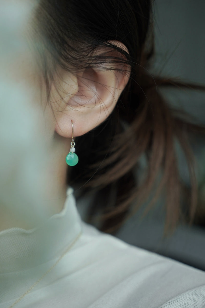 綠玉髓&月光石耳環