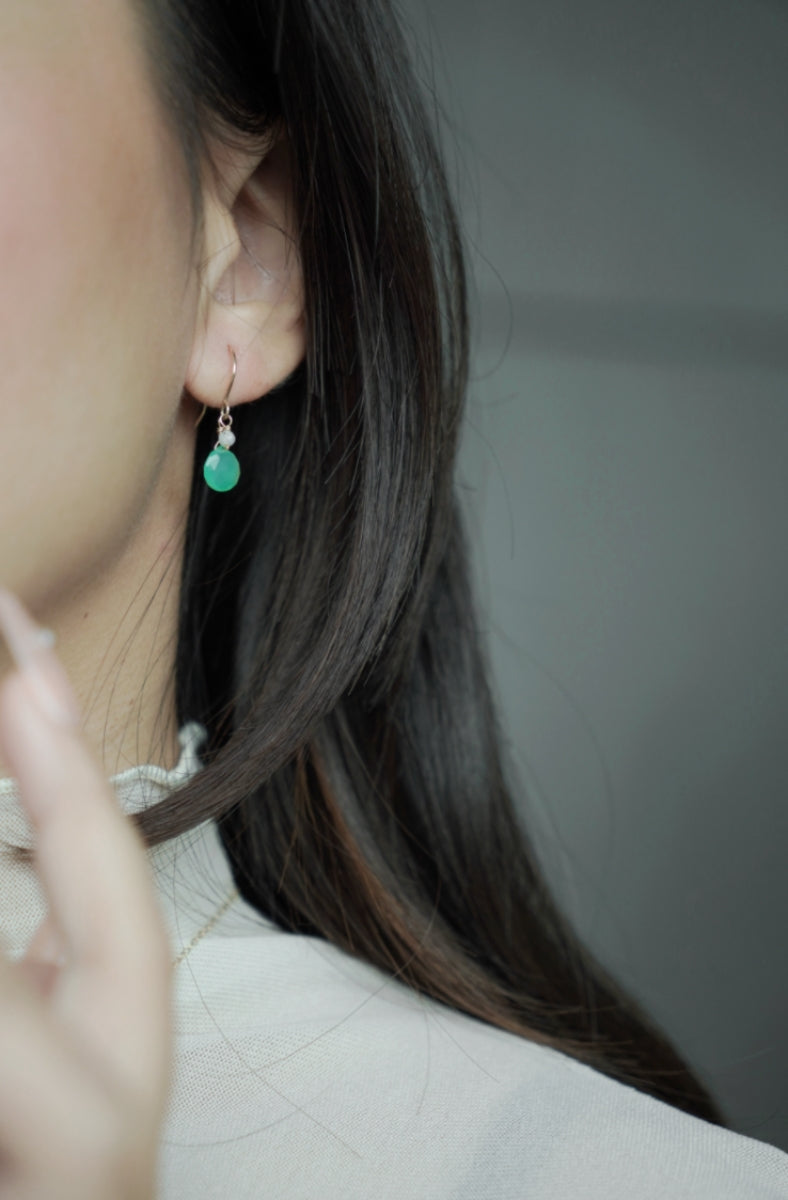 綠玉髓&月光石耳環