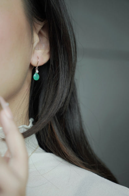 綠玉髓&月光石耳環