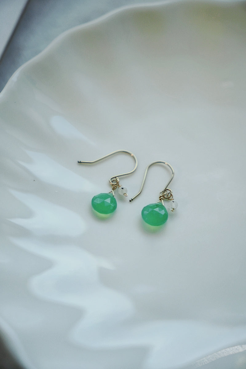 綠玉髓&月光石耳環