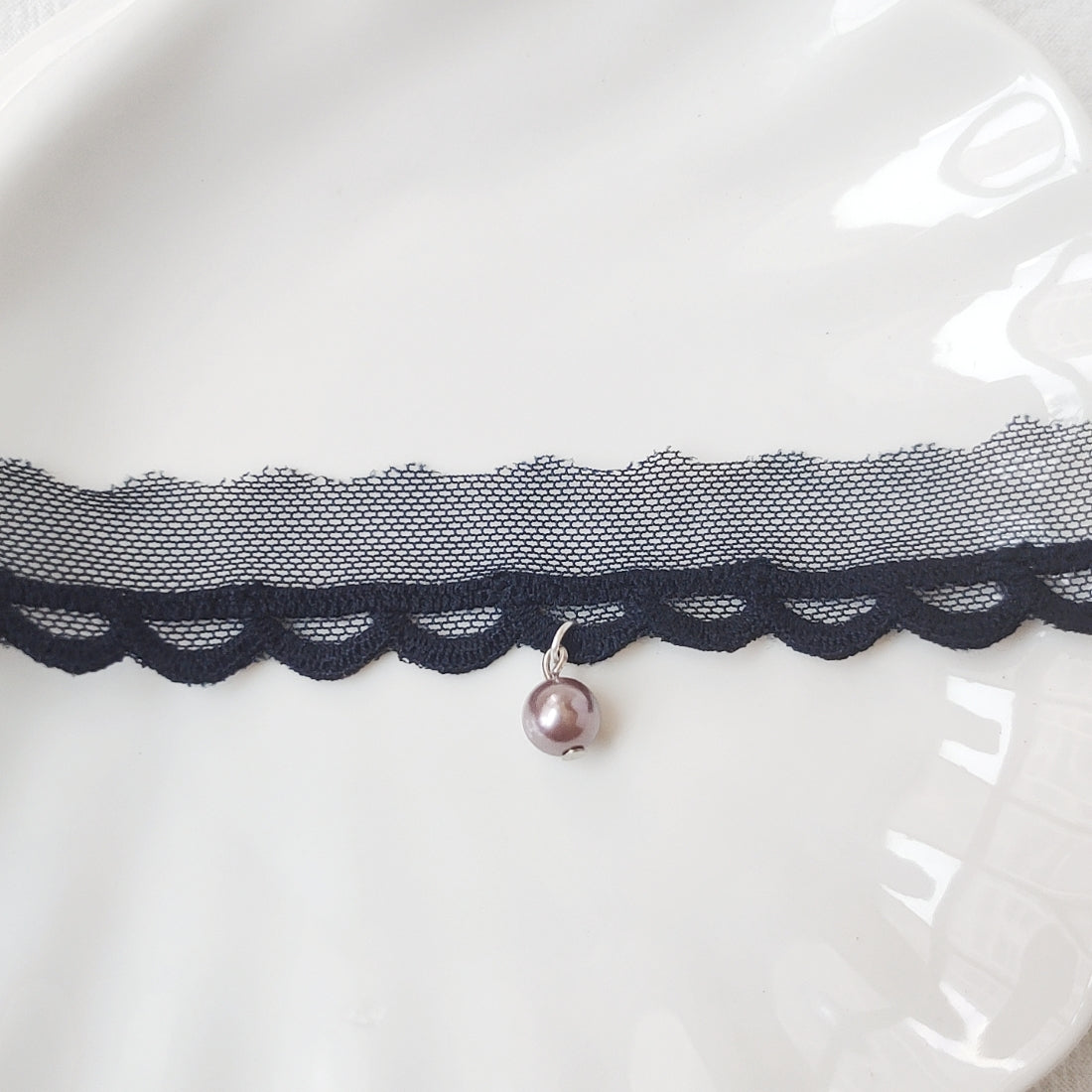 黑珍珠半透深藍蕾絲CHOKER