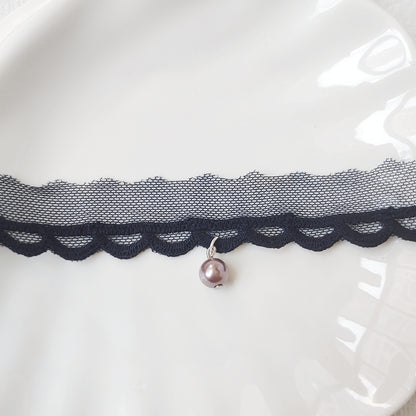 黑珍珠半透深藍蕾絲CHOKER