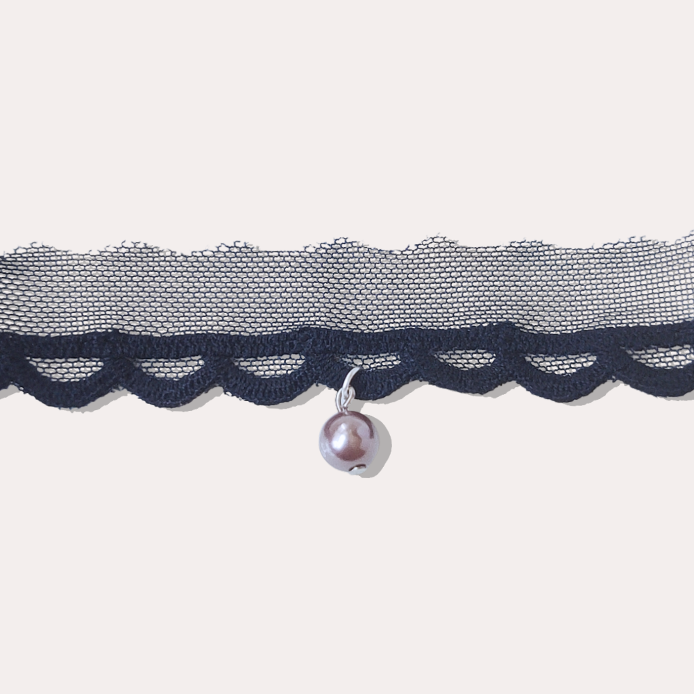 黑珍珠半透深藍蕾絲CHOKER