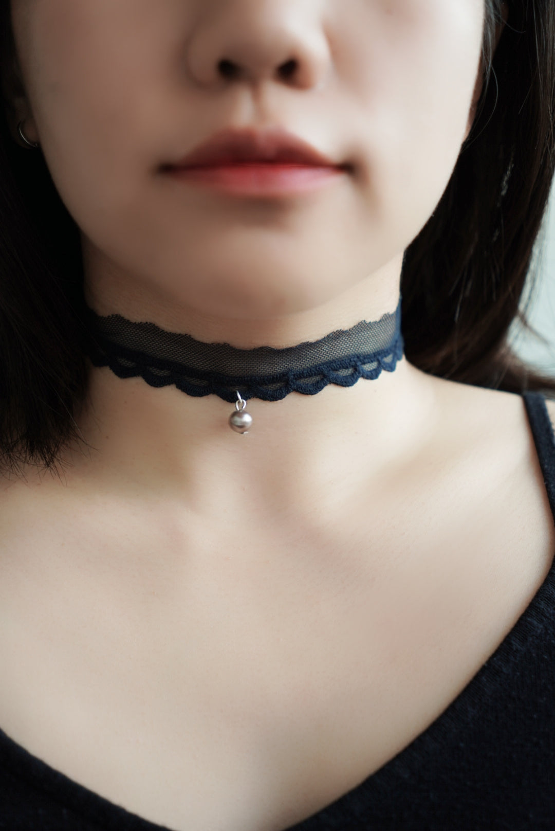 黑珍珠半透深藍蕾絲CHOKER