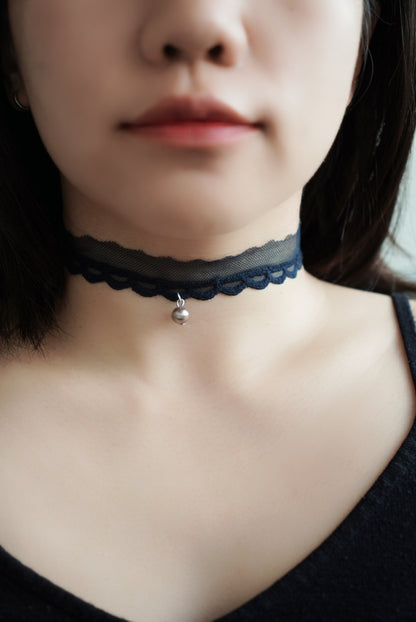 黑珍珠半透深藍蕾絲CHOKER