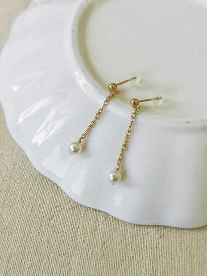 SELENE 單顆珍珠耳環-長版