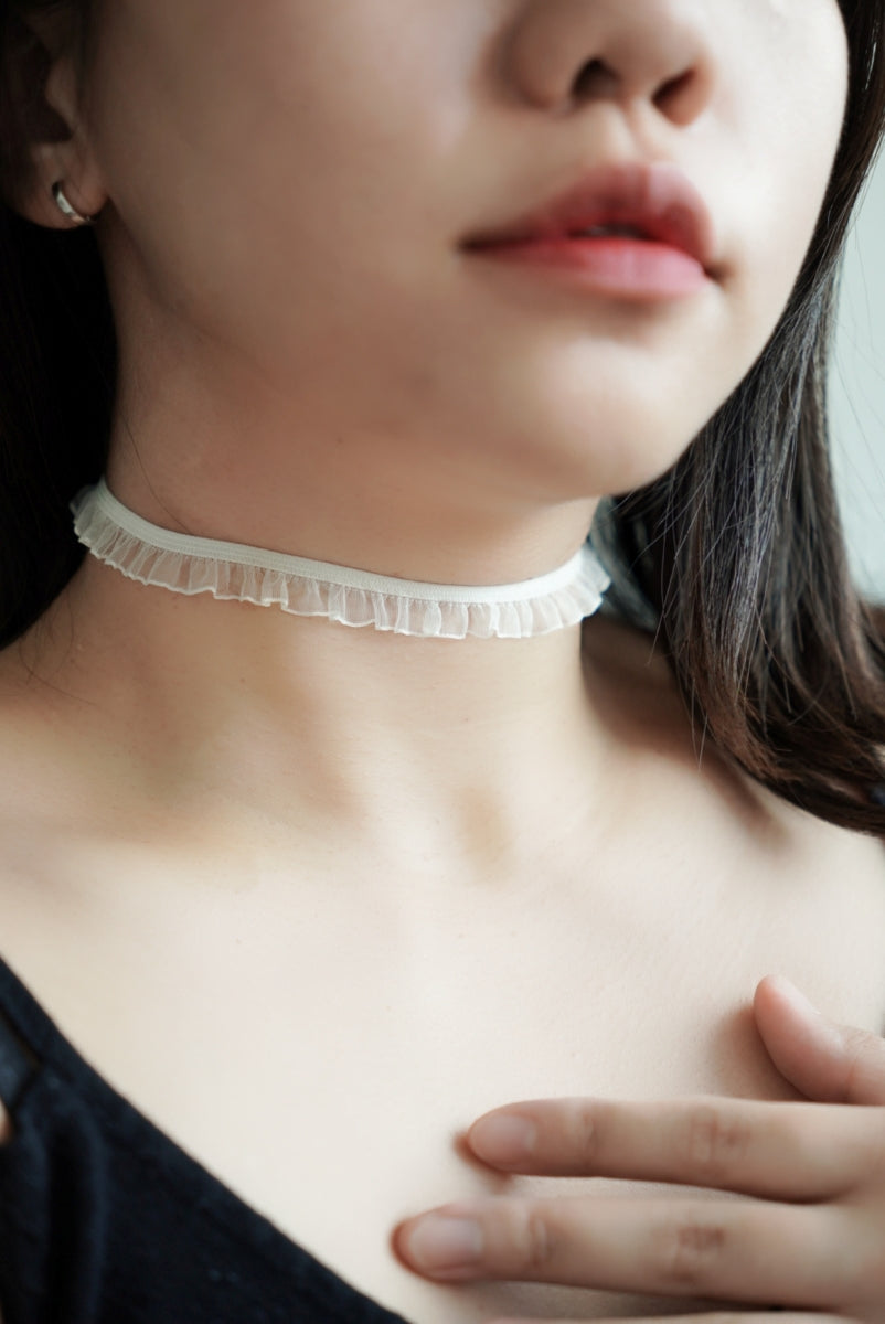 彈力半波浪白色蕾絲CHOKER