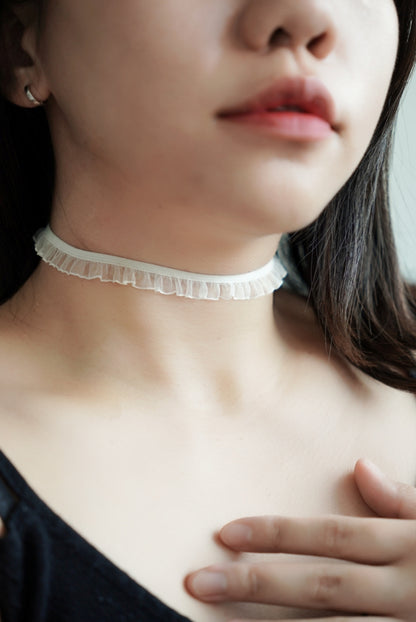 彈力半波浪白色蕾絲CHOKER