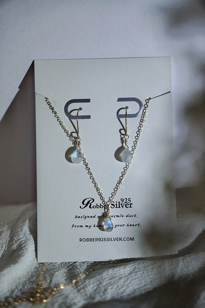 胖胖水滴 月光石耳環