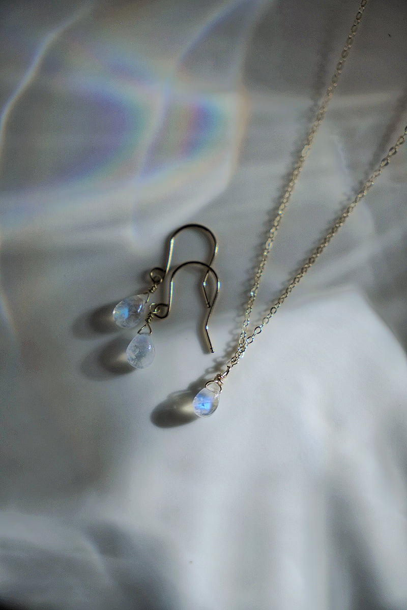 胖胖水滴 月光石耳環