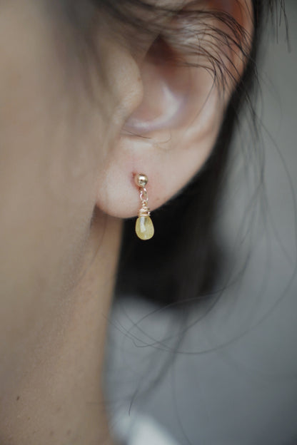 稀有黃色藍寶石耳環
