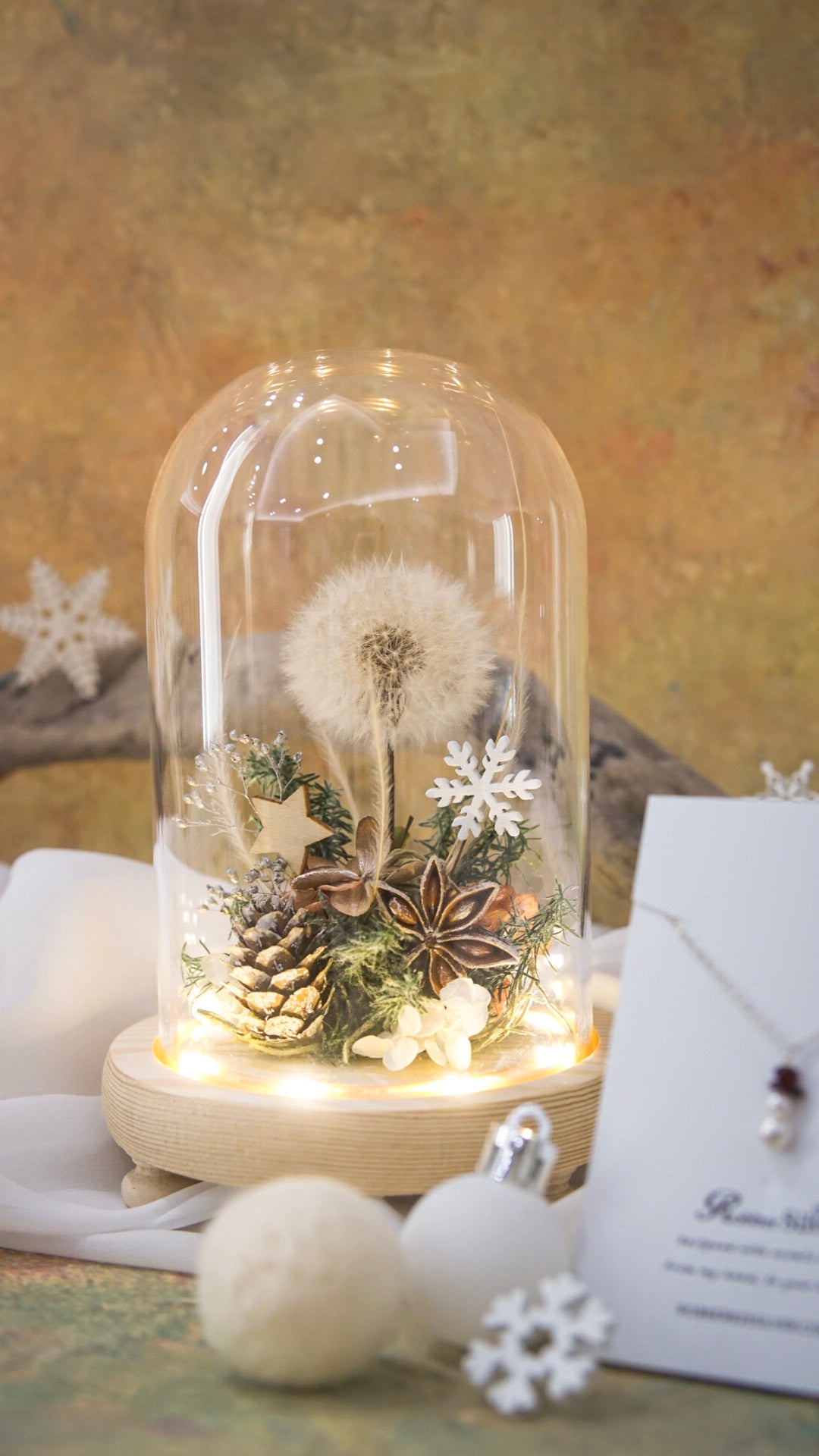 蒲公英聖誕鐘罩夜燈 × 純銀飾品 - 佳節聯名禮組