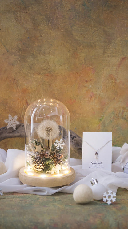 蒲公英聖誕鐘罩夜燈 × 純銀飾品 - 佳節聯名禮組