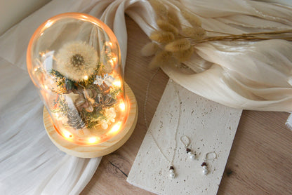 蒲公英聖誕鐘罩夜燈 × 純銀飾品 - 佳節聯名禮組